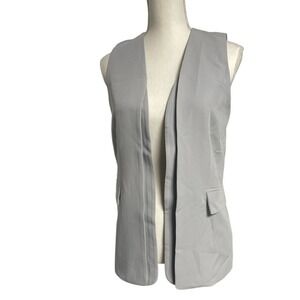 Sincerely Jules Elegant Gray Open Front Blazer Vest Women's Small